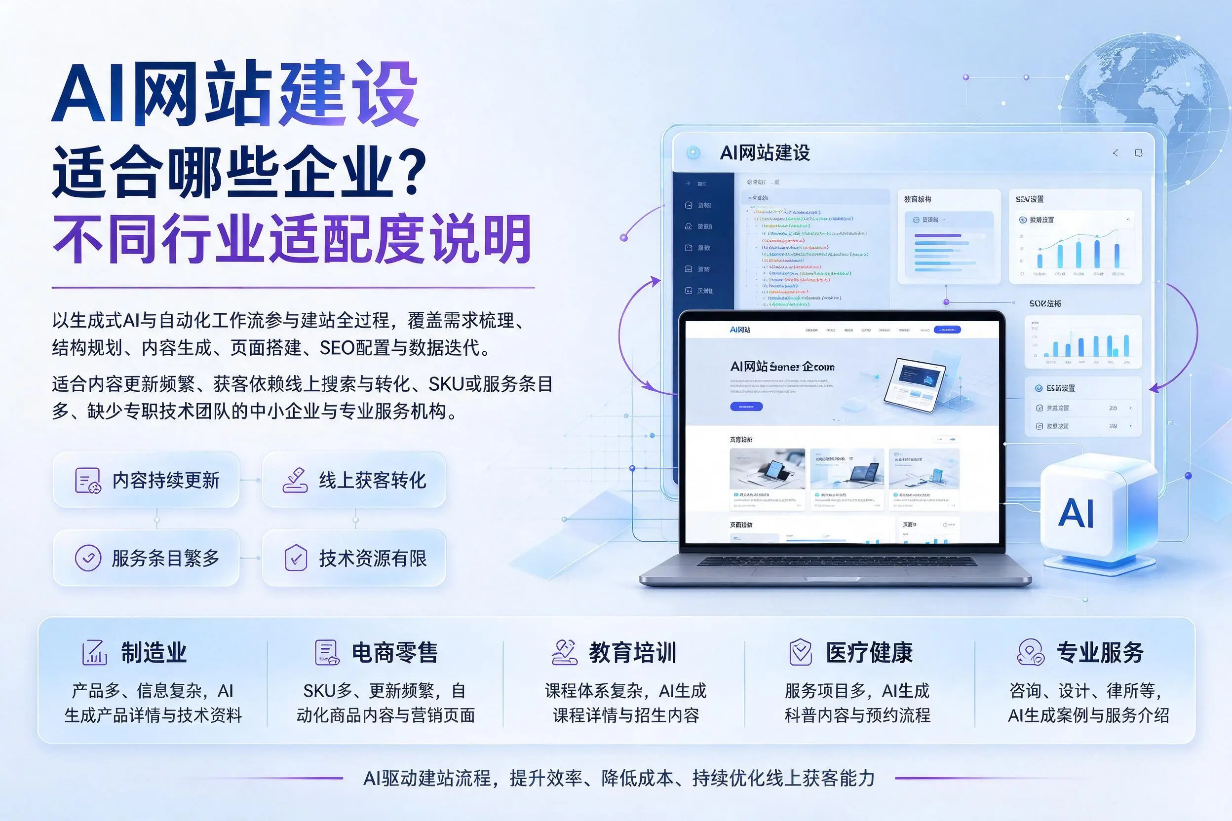 AI网站建设适合哪些企业？恩施不同行业适配度说明